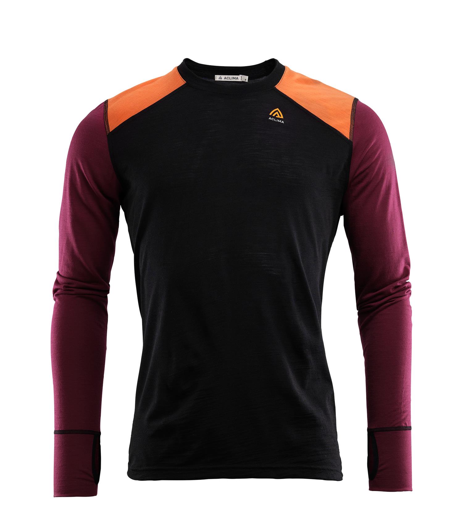Aclima-LightWool Reinforced Crew Herre Sort-Oransje-103788-Sporten Bagn-3